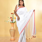 Handloom Cotton Saree | Red Border | White