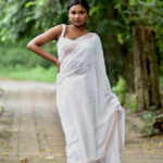 Handloom Cotton Saree | Golden  Zari Stripes| White